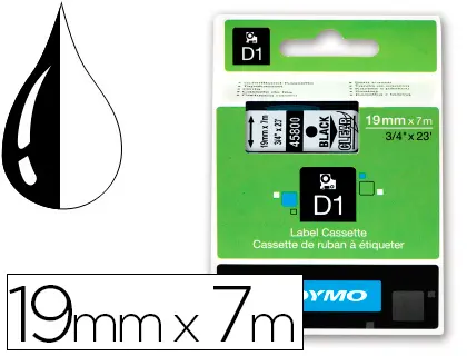 Imagen Cinta dymo negro transparente 19mm x 7 mt d1