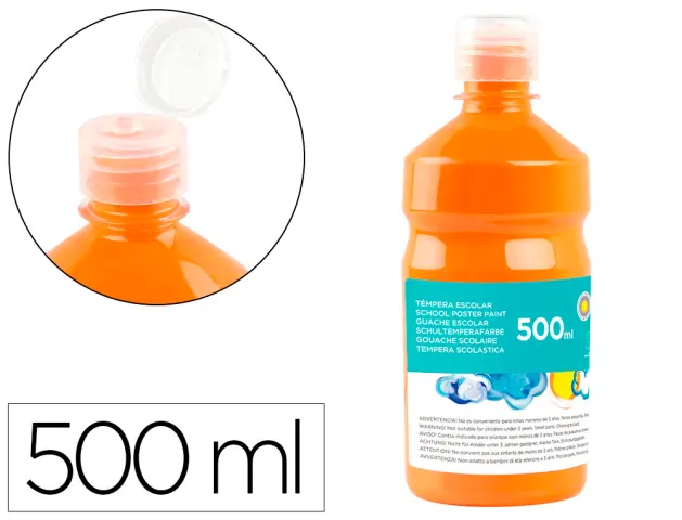 Imagen Tempera liquida liderpapel escolar 500 ml naranja