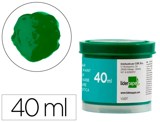 Imagen Tempera liderpapel escolar 40 ml verde