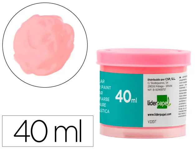 Imagen Tempera liderpapel escolar 40 ml rosa