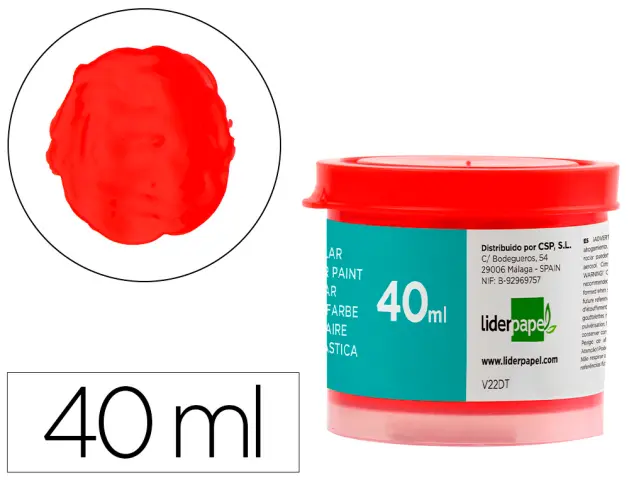 Imagen Tempera liderpapel escolar 40 ml rojo