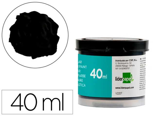 Imagen Tempera liderpapel escolar 40 ml negro