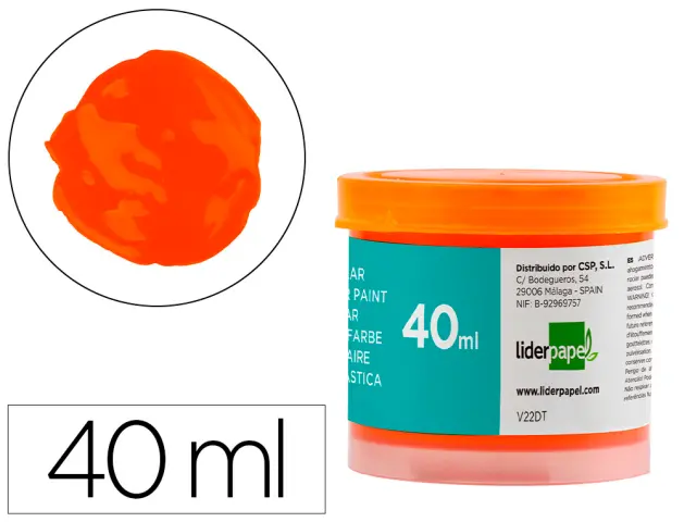 Imagen Tempera liderpapel escolar 40 ml naranja