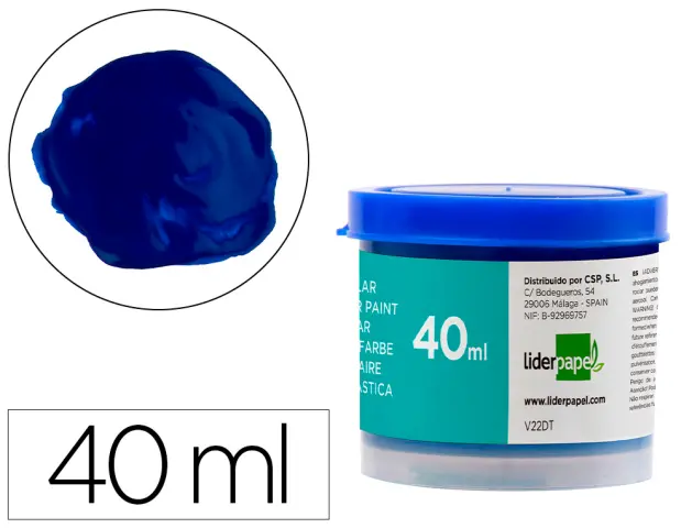 Imagen Tempera liderpapel escolar 40 ml azul ultramar