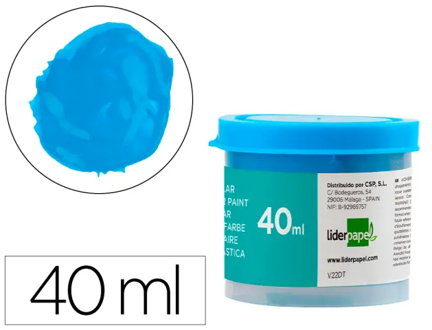 Imagen Tempera liderpapel escolar 40 ml azul