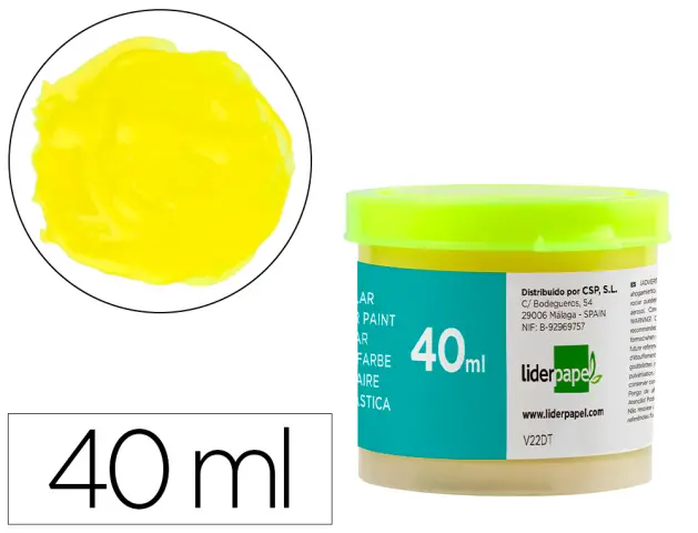 Imagen Tempera liderpapel escolar 40 ml amarillo limon