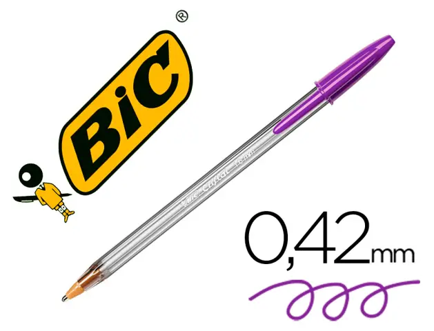 Imagen Boligrafo bic cristal fun morado punta 1,6 mm