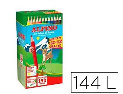 Imagen Lapices de colores alpino school pack de 132 + 12 unidades obsequio colores surtidos