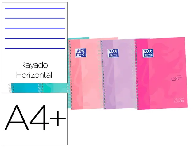 Imagen Cuaderno espiral oxford ebook 5 tapa extradura din a4+ 120 h horizontal colores surtidos touch
