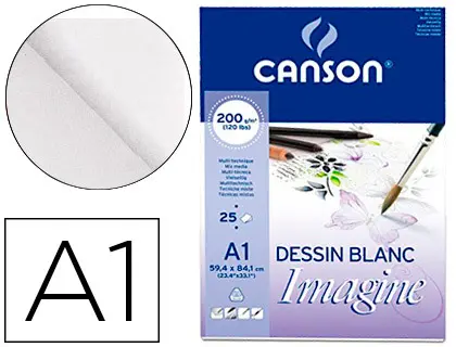 Imagen Bloc dibujo multitecnicas canson imagine din a1 encolado liso 59,4x84,1 cm 25 hojas 200 gr