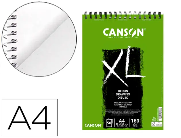 Imagen Bloc dibujo canson xl dessin din a4 liso microperforado espiral 21x29,7 cm 50 hojas 160 gr