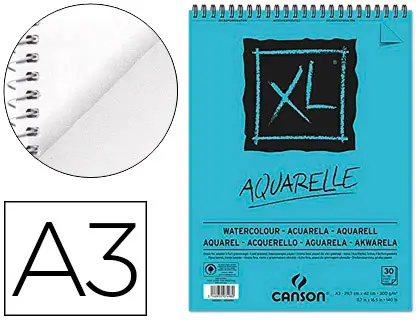 Imagen Bloc dibujo acuarela canson xl aquarelle grano fino din a3 microperforado espiral 29,7x42 cm 30 hojas 300 gr