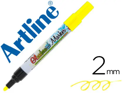 Imagen Rotulador artline glass marker especial cristal borrable en seco o humedo color amarillo fluor