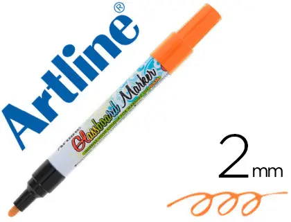 Imagen Rotulador artline glass marker especial cristal borrable en seco o humedo color naranja fluor