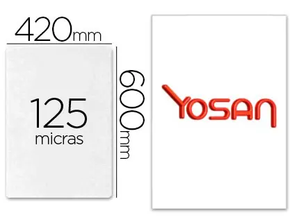 Imagen Bolsa de plastificar yosan brillo 420 x 600 mm 125 mc din a2 caja de 100 unidades