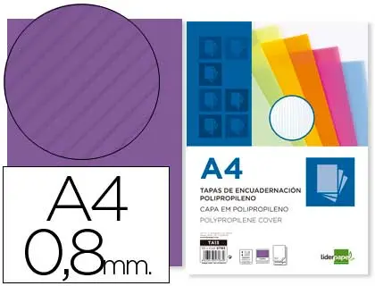 Imagen Tapa encuadernacion liderpapel polipropileno ondulado a4 0.8 mm violeta paquete de 50 unidades