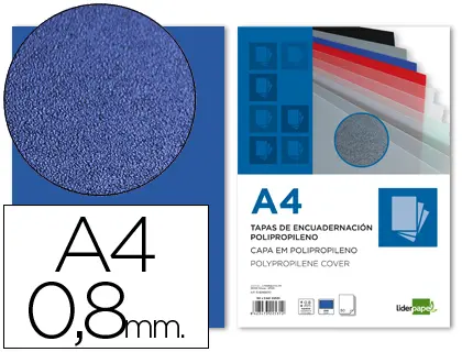 Imagen Tapa encuadernacion liderpapel polipropileno a4 0.8mm azul opaco paquete de 50unidades