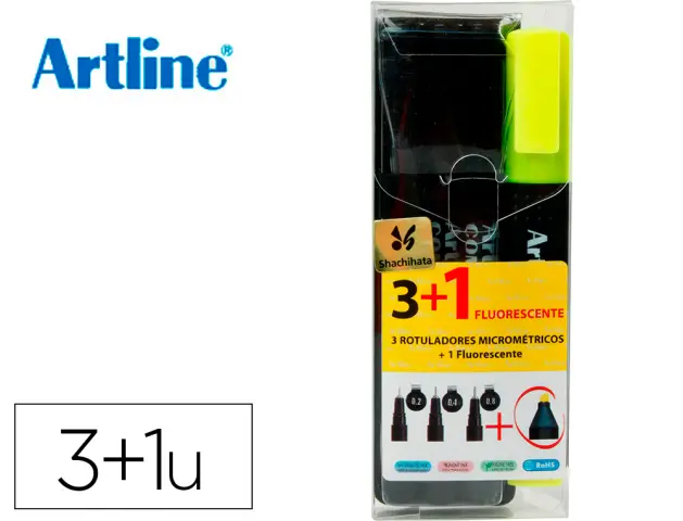 Imagen Rotulador artline comic pen calibrado micrometrico negro bolsa de 3 uds 0,2 0,4 0,8 + permanente 853