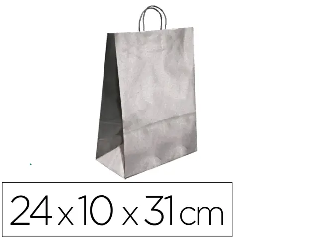 Imagen Bolsa kraft q-connect plata asa retorcida 240x100x310 mm