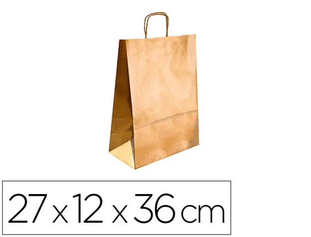 Imagen Bolsa kraft q-connect oro asa retorcida 270x120x360 mm