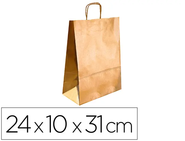 Imagen Bolsa kraft q-connect oro asa retorcida 240x100x310 mm