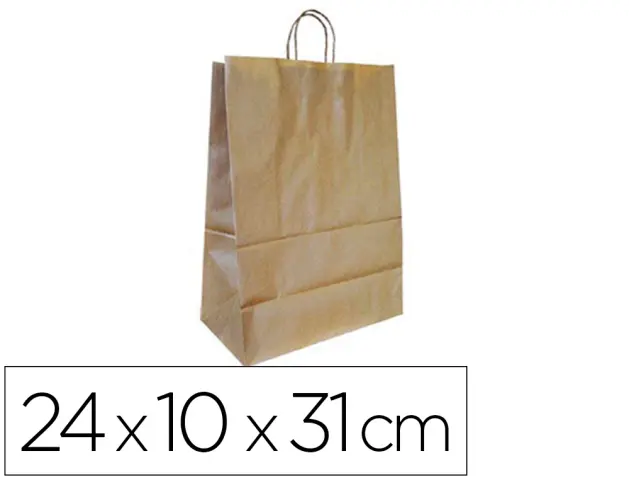 Imagen Bolsa kraft q-connect natural asa retorcida 240x100x310 mm