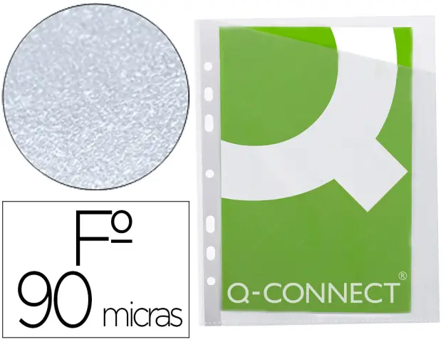 Imagen Funda q-connect corte oblicuo 290x195 mm cristal 4 taladros pvc 90 mc caja de 100 unidades