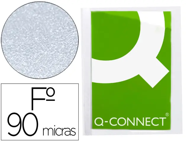 Imagen Funda protectora q-connect corte oblicuo 290x195 cristal sin taladros pvc 90mc caja de 100 unidades