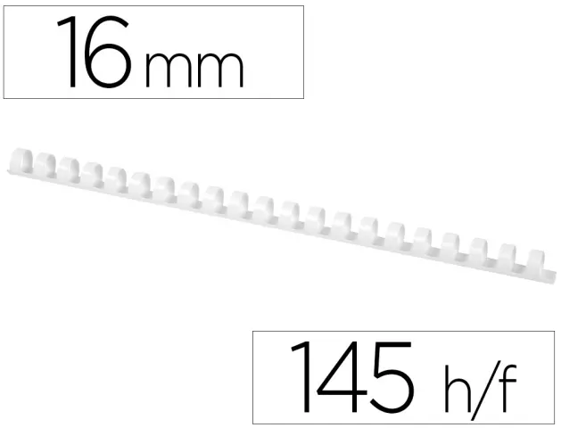 Imagen Canutillo q-connect redondo 16 mm plastico blanco capacidad 145 hojas caja de 50 unidades
