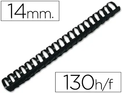 Imagen Canutillo q-connect redondo 14 mm plastico negro capacidad 130 hojas caja de 100 unidades