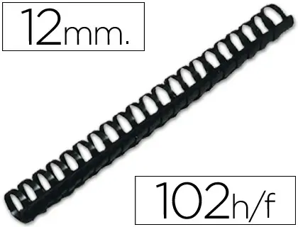 Imagen Canutillo q-connect redondo 12 mm plastico negro capacidad 102 hojas caja de 100 unidades