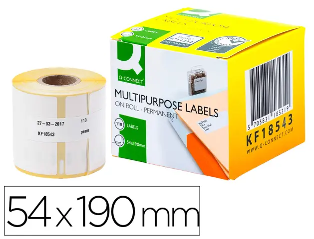 Imagen Etiqueta adhesiva q-connect kf18543 compatible dymo 99019 tamao 54x190 mm caja con 110 etiquetas