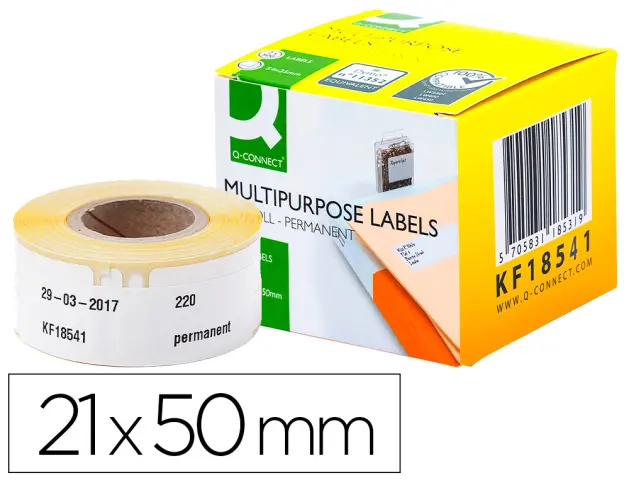 Imagen Etiqueta adhesiva q-connect kf18541 compatible dymo 99017 tamao 21x50 mm caja con 220 etiquetas