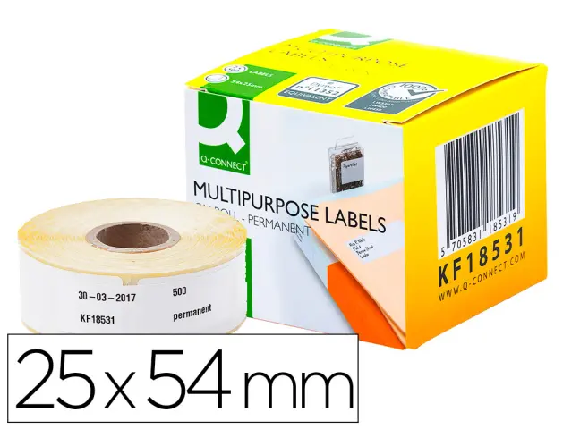 Imagen Etiqueta adhesiva permanente q-connect kf18531 compatible dymo 11352 tamao 54x25 mm caja con 500 etiquetas