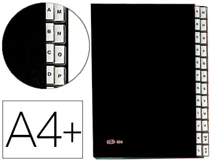Imagen Carpeta clasificadora fuelle pardo carton compacto folio 24 departamentos visor doble personalizables color negro