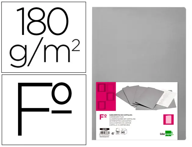 Imagen Subcarpeta liderpapel folio gris 180g/m2