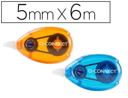 Imagen Corrector q-connect cinta blanco 5 mm x 6 mt - blister dos uds naranja y azul