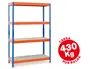 Imagen Estanteria metalica ar storage 200x100x60cm 4 estantes 430kg por estante bandejas de maderasin tornillos azul naranja 2