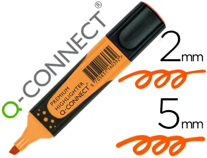 Imagen Rotulador q-connect fluorescente naranja premium punta biselada con sujecion de caucho
