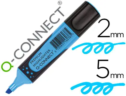 Imagen Rotulador q-connect fluorescente azul premium punta biselada con sujecion de caucho