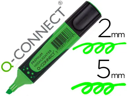 Imagen Rotulador q-connect fluorescente verde premium punta biselada con sujecion de caucho