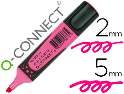 Imagen Rotulador q-connect fluorescente rosa premium punta biselada con sujecion de caucho