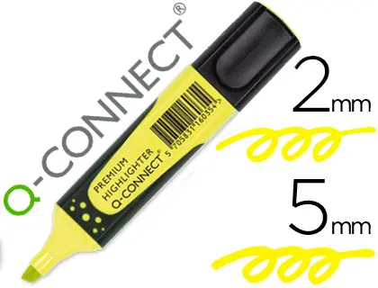 Imagen Rotulador q-connect fluorescente amarillo premium punta biselada con sujecion de caucho
