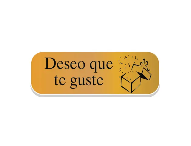 Imagen Rollo 250 etiquetas holografica oro "deseo que te guste" regalito