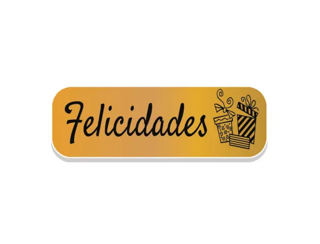 Imagen Rollo 250 etiquetas holografica oro "felicidades" regalos