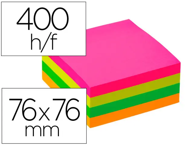 Imagen Bloc de notas adhesivas quita y pon q-connect 76x76 mm fsc fluorescente con 400 hojas