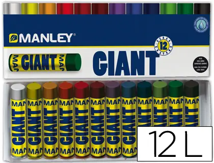 Imagen Lapices cera manley giant mina extra 17mm caja de 12 colores