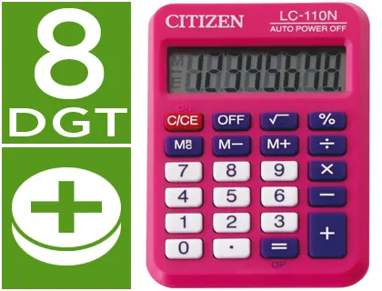 Imagen Calculadora citizen bolsillo lc-110 8 digitos rosa