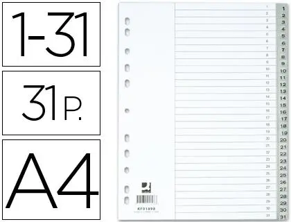 Imagen SEPARADOR NUMERICO 10UND 1-31 A-4