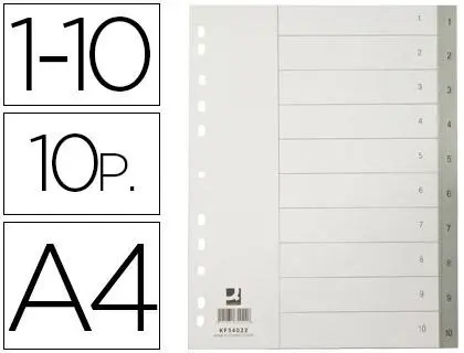 Imagen SEPARADOR NUMERICO 1-10 10 UND A4